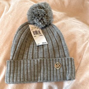 NWT Michael Kors grey Pom Pom hat